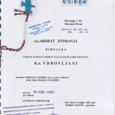  PARCELACIJSKI ELABORAT ZA RIBNJAKE U OKUČANIMA – DARKO DOMJAN (2002)